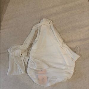 Elegant One Shoulder White Draped Top with Neck Scarf